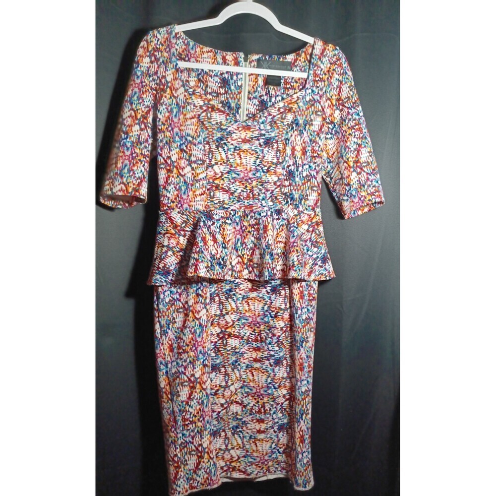 Kardashian Kollection Stretch Bodycon Peplum Dress 3/4 Sleeve Women’s Medium